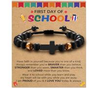 Alissl Cross Bracelet for Boys Adjustable, Blue/Gold/Yellow Tiger Eye Bracelet Natural Stone Brings Happiness, Christmas Christian Baptism Birthday Gifts for Son Grandson,Easter Gifts for Teens, 6-10