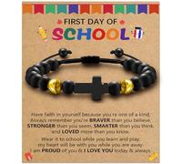 Alissl Cross Bracelet for Boys Adjustable, Blue/Gold/Yellow Tiger Eye Bracelet Natural Stone Brings Happiness, Christmas Christian Baptism Birthday Gifts for Son Grandson,Easter Gifts for Teens, 6-10