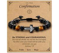 Alissl Cross Bracelet To My Boys Communion Confirmation Baptism Gift for Nephew Brother Son Daughter Brother Teens Girls, Stone