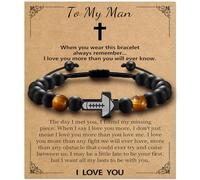 Alissl Cross Bracelets for Teens Boys Kids Football Faith Beacelet Tiger Eye Beaded Adjustable Bracelet Unique Gift Ideas for Confirmation Easter Gifts for Mens Kids Boys, 6-10In, Stone, tiger eye