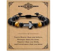 Alissl Cross Bracelets for Teens Boys Kids Football Faith Beacelet Tiger Eye Beaded Adjustable Bracelet Unique Gift Ideas for Confirmation Easter Gifts for Mens Kids Boys, 6-10In, Stone, tiger eye