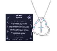 Alissl Heart Cross Necklace for Little Girls Daughters Granddaughters Nieces，Baptism First Communion Confirmation Easter gifts for Teens Kids Toddler, Copper, Cubic Zirconia