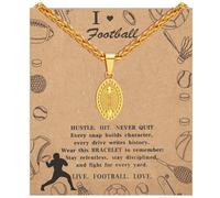 Alissl Soccer/Basketball/Baseball/Football Mens Necklace Pendant Stainless Steel Ball Chain Adjustable 14K Gold/18K White Gold Sports Style Ball Accessories Drip Athletic Jewelry Sports Fan Gift
