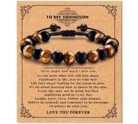 Alissl Tiger Eye Bracelets for Teen Boys- Double Protection 8mm Natural Stone Bracelet - Handmade Adjustable Bead Bracelet - Luck Gifts for Son, Grandson, Brother, 6-10In, Tiger eye stone, tiger eye