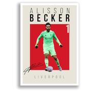 Alisson Becker Liverpool Signed Photo Poster Print Picture Display Framed Autograph Memorabilia for Football Fans Gift Brazil (A4 poster Only Cream)