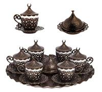Alisveristime 27 Pc Turkish Greek Arabic Coffee Espresso Cup Saucer Set (Gelincik) (Copper)