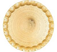 Alisveristime 6-Person Decorative Serving Tray - 13.77 inch Round Metal Plate with Ottoman Pattern Options (Gold)