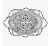 Alisveristime Arabic Serving Bowl, Metal Indian Candy Tray (Silver)