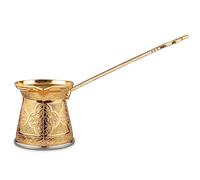 Alisveristime Authentic Turkish Coffee Pot, Handmade Cezve/Ibrik, 2.75-Inch Width, 2.75-Inch Height - 6.76 Ounce Enhance Your Coffee Experience Now! (2 Cup) (Gold)