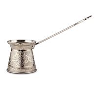 Alisveristime Authentic Turkish Coffee Pot, Handmade Cezve/Ibrik, 2.95-Inch Width, 2.95-Inch Height - 10.14 Ounce Enhance Your Coffee Experience Now! (3 Cup) (Silver)