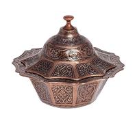 Alisveristime Coated Handmade Brass Sugar Bowl With Lid - Chocolate Candy Serving Dish, Salt Container, Sugar Holder for Coffee Bar (Copper)