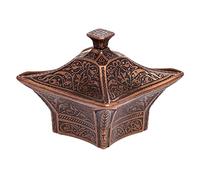 Alisveristime Coated Handmade Brass Sugar Chocolate Candy Bowl Serving Dish with Lid Sugar Container, Sugar Dish with Lid, Salt Bowl, Sugar Holder for Coffee Bar (Big Square Bow) (Copper)