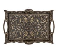 Alisveristime Ottoman Turkish Zamak Serving Tray with Traditional Motifs, Ideal for Coffee and Tea - Six Person Tray (14.5 x 9.85 in) (Antique Green)