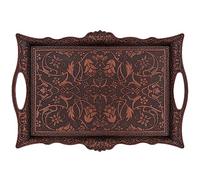 Alisveristime Ottoman Turkish Zamak Serving Tray with Traditional Motifs, Ideal for Coffee and Tea - Six Person Tray (14.5 x 9.85 in) (Copper)