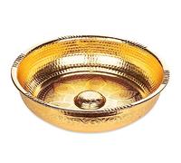 Alisveristime Traditional Turkish Bath Hammam Bowl with Authentic Motifs (440gr (15.50 oz) Made of Zinc (7.87-Inch Diameter) (Gold)