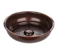 Alisveristime Traditional Turkish Bath Hammam Bowl with Authentic Motifs (440gr (15.50 oz) Made of Zinc (7.87-Inch Diameter) (Antique Copper)