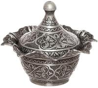 Alisveristime Traditional Turkish Delight and Sugar Bowl with Authentic Motifs - Available in Five Colors (Gultas Big Bowl) (Black)