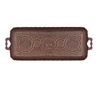 Alisveristime Turkish Ottoman Coffee Tea Beverage Serving Rectangle Tray (Small Tray) (13 INC*5.5 INC) (Copper)