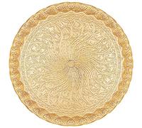 Alisveristime Turkish Ottoman Coffee Tea Beverage Serving Wavy Zamac Tray (Gold)