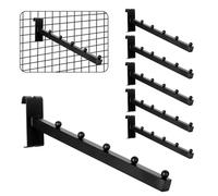 ALISWAT 6 Pack Gridwall Waterfall Hooks 5 Ball, 12 Inch Gridwall Clothes Hanger Gridwall Waterfall Faceouts for Wire Grid and Grid Wall, Grid Wall Accessories for Garment Retail, Home and Garage