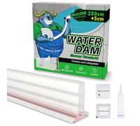 ALITAIYI Splash Guard Strip, Self-Adhesive Rubber Shower Water Stopper, Flexible Splash Protection, Splash Protection Strip for Shower Threshold, Kitchen Sink, Bathtub (Transparent, 205cm)