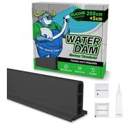 ALITAIYI Splash Guard Strip, Self-Adhesive Rubber Shower Water Stopper, Flexible Splash Protection, Splash Protection Strip for Shower Threshold, Kitchen Sink, Bathtub (Black, 205cm)