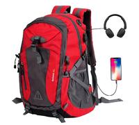 Alitifiy 40L Hiking Backpack, Hiking Rucksack Durable Waterproof Travel Bag Outdoor Sports Camping Cycling Skiing Daypack Climbing Trekking Mountaineering Gifts for Men Women (Red)