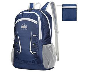 Alitifiy Lightweight Foldable Backpacks, 30L Packable Waterproof Small Hiking Bags & Packs Knapsack Daypack Handy for Men Women Ladies Kids Travel Camping Outdoor Rucksack Bag Pack (Dark Blue)