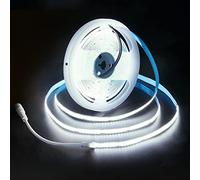 ALITOVE COB LED Strip Cool White 6000K 252LEDs/m LED Strip 5M 12V DC 8mm Width Non Waterproof IP30 for Bedroom Living Room Kitchen Decoration Without Power Supply and Dimmer