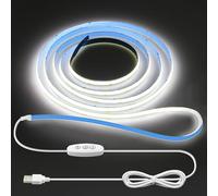 ALITOVE USB COB LED Strip 2 m Cool White 6000 K 320 LEDs/m LED Stripe 5 V TV LED Backlight Dimmable for Wall Cabinet Underlighting Bedroom Home Decoration