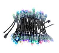 ALITOVE WS2811 Addressable LED Pixel Light 50pcs 5V 12MM Digital Dream Color Diffused RGB LED Pixels Module Round Black Wire IP68 Waterproof