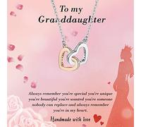 Alittlecare Granddaughter Necklace From Grandmom,Interlocking Heart Necklace Filled With My Love,Gift for Granddaughter On Birthday,Christmas,Mother's day,Graduation,Wedding, Brass, Cubic Zirconia