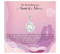 Alittlecare Niece Gifts from Auntie - Aunt Gifts from Niece - Aunt Niece Necklace for Birthday Christmas Graduation Wedding With Nice Message Card and Box, Brass, Cubic Zirconia