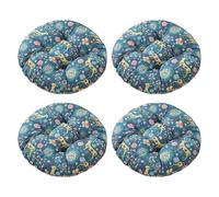 Aliuciku Set of 4 Seat Pads, Thick Round Tatami Chair Cushions for Dining Kitchen Office(B-12,50x50cm)