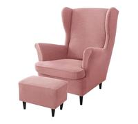 Aliuciku Wing Chair Covers, 3 Piece Stretch Backrest Cover Removable with Footrest Cover(Pink)