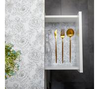 ALIUNI Drawer Liners Non-Adhesive, 30 x 300cm Non-Slip Shelf Liner for Kitchen Cupboards, Waterproof Oil-Proof BPA-Free Cabinet Mat for Fridge Pantry Bedroom Wardrobe Bathroom, Black Rose