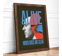 Alive When Skies Are Clear Framed Wall Art Print A4 Walnut | Ready to Hang, Premium Gi Paper, Fade-Resistant Inks, Securely Packaged, UK Made