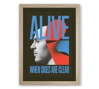 Alive When Skies Are Clear Modern Framed Wall Art Print A3 (42×29.7cm) Oak, Wall Decor for Living Room, Bedroom, Office & Home, Ready to Hang, Art Gift
