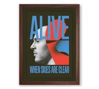 Alive When Skies Are Clear Modern Framed Wall Art Print A3 (42×29.7cm) Walnut, Wall Decor for Living Room, Bedroom, Office & Home, Ready to Hang, Art Gift