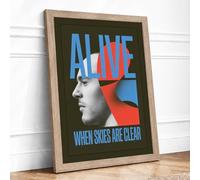 Alive When Skies Are Clear Modern Framed Wall Art Print A4 (29.7×21cm) Oak, Wall Decor for Living Room, Bedroom, Office & Home, Ready to Hang, Art Gift