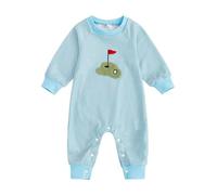 AliveBabe Baby Boy Romper Newborn Clothes Infant Clothing Print Embroidery Long Sleeve Full Length Jumpsuit Bodysuit 0 3 6 12 18 24 Months (Golf Blue, 0-3 Months)