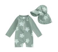 AliveBaBe Baby Boys Kids Swimsuit One Piece Toddler Turtle/Dinosaur Print Swimsuitwith Zipper Bathing Surfing Swimwear Bathing Suits UPF 50+ (Green, 1-2 Years)
