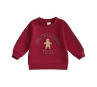AliveBabe Baby Christma Outfit Letter Embroidery Sweatshirt Long Sleeve Pullovers Autumn Tops Toddler Christmas Outfit Santa Outfit Kids Clothing (Red, 2-3T)