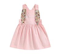 AliveBaBe Baby Girl Easter Outfit Bunny Floral Romper/Dress Sleeveless Bunny Ear Clothes with Hat Toddler Baby Easter Clothes (18-24 Months,B Pink)