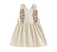 AliveBaBe Baby Girl Easter Outfit Bunny Floral Romper/Dress Sleeveless Bunny Ear Clothes with Hat Toddler Baby Easter Clothes (3-4 Years,B Light Khaki)