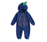 AliveBabe Baby Halloween Costume Fruit Chucky Costume Long Sleeve Hooed Romper Full Length Zipper Jumpsuit For Toddler Boys Girls (Blueberries Blue, 0-3 Months)