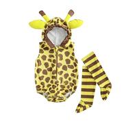 AliveBabe Baby Halloween Costume Giraffe Costume Sleeveless Hooded Romper And Long Socks Set Infant Newborn My First Halloween Outfit (Yellow, 6-12 Months)
