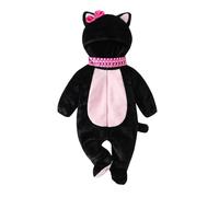 AliveBabe Baby Halloween Costume Romper My First Halloween Outfit Black Long Sleeve Hooded Zip Up Cat Jumpsuit With Scarf Winter Newborn Girl Clothes (Black, 3-6 Months)