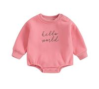 AliveBabe Baby Romper Newborn Baby Clothes Long Sleeve CrewNeck Embroidery Letters Fall Bodysuit Jumpsuit Casual baby outfit For Girls Boys (Pink, 0-3 Months)