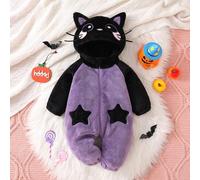 AliveBabe Halloween Outfits Infant Baby Black Cat Costume Warm Baby Winter Clothes Long Sleeve Hooded Romper Cute Warm Infant Jumpsuit (Black, 12-18 Months)